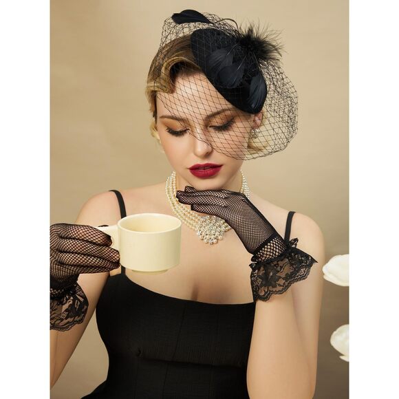 4418 Fascinators Pillbox Hats For Women, Tea Party Hat And Short Lace main image 4